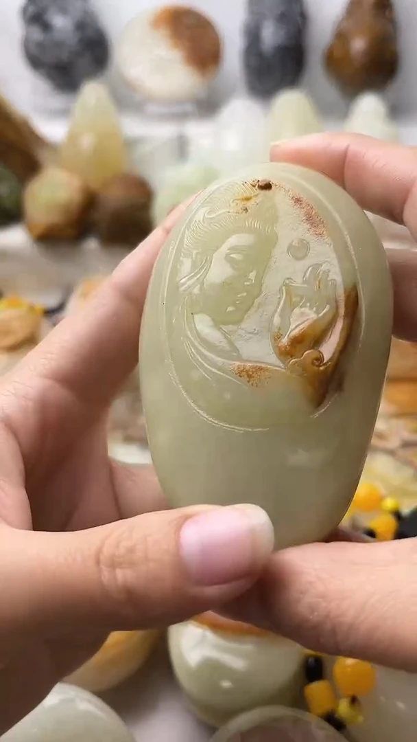 石材古青石棉纹正常不退换观音微瑕