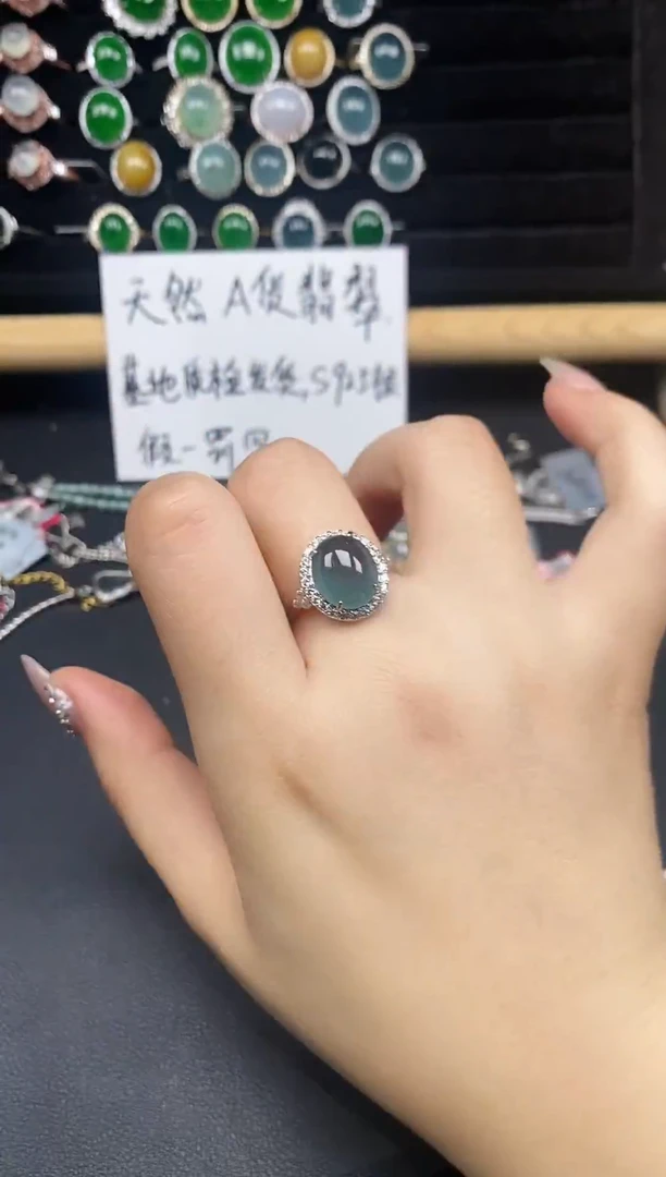 银S925镶嵌戒指翡翠27837