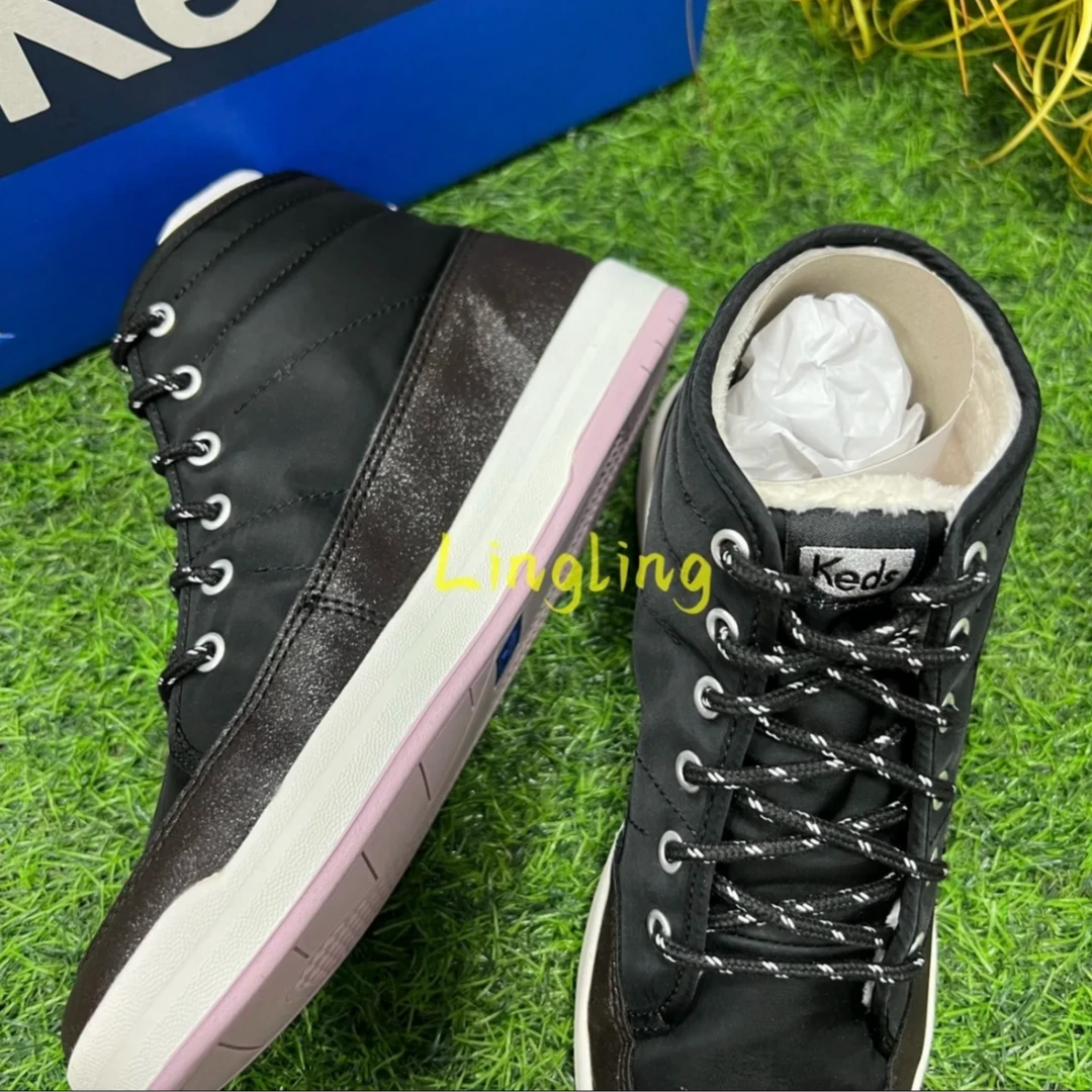 KEDS女款冬季加绒系带短靴子