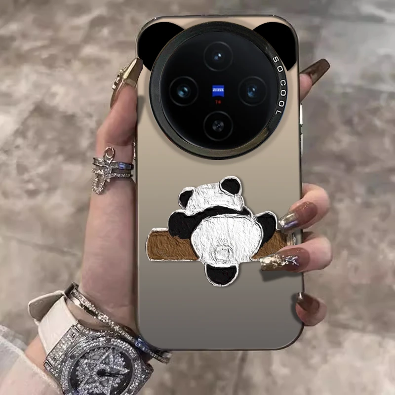 爬树熊猫适用VIVOX200ULTRA手机壳X200S创意保护套X100PRO卡通x90