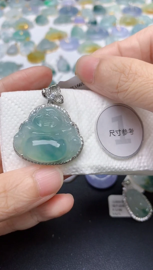 翡翠银S925镶嵌颈饰天然缅甸A货翡翠
