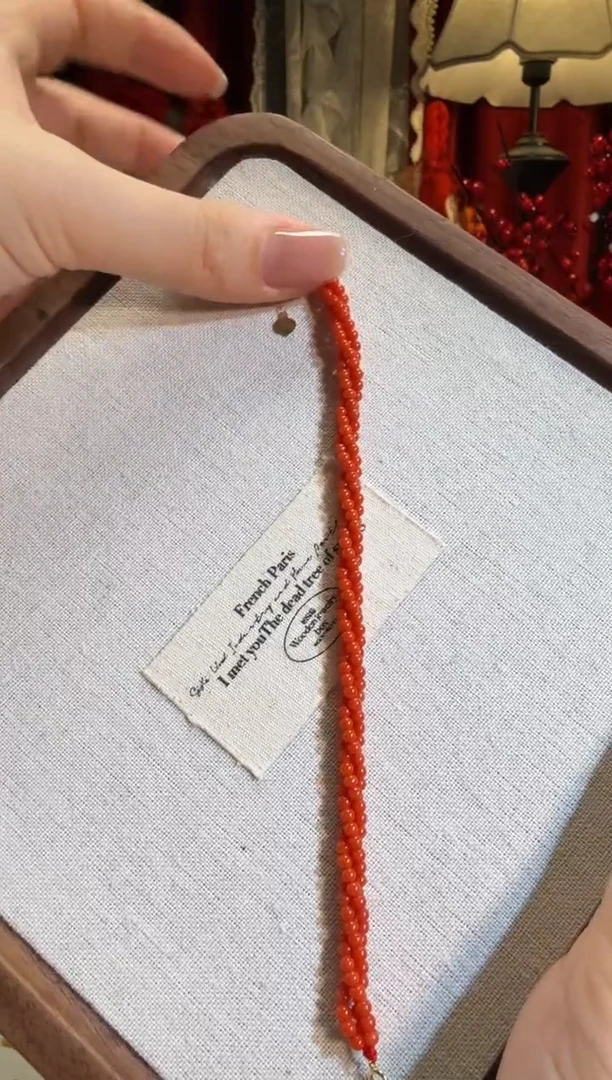 【闪购商品】南红玛瑙手链18K金镶嵌小米珠扭扭手链