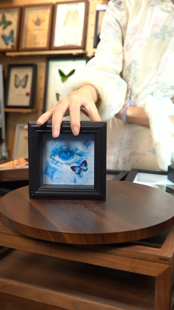 雅灰蝶蓝眼泪4寸方框