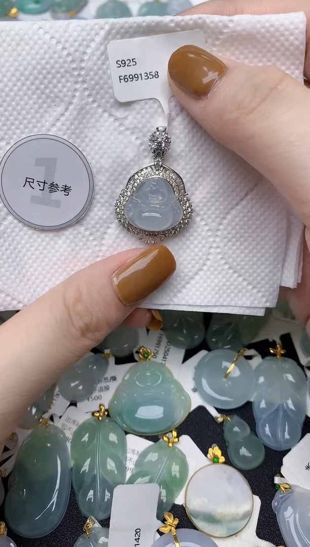 翡翠银S925镶嵌颈饰天然A货翡翠