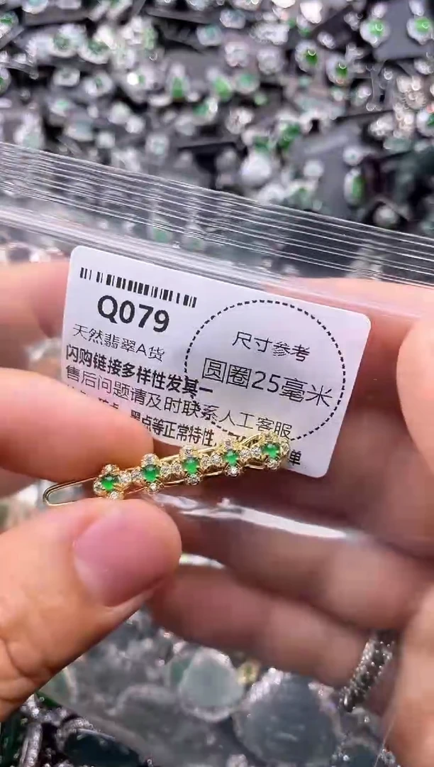 翡翠未镶嵌颈饰Q079发夹