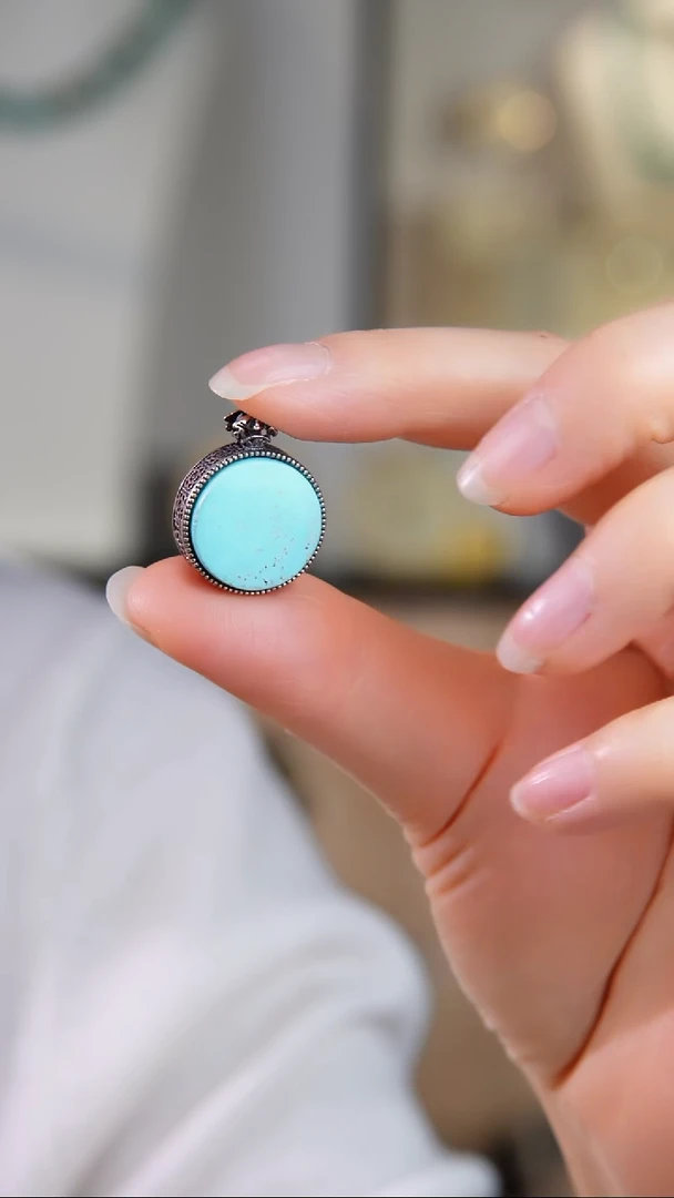 银S925镶嵌绿松石吊坠(不含链)多样性发货