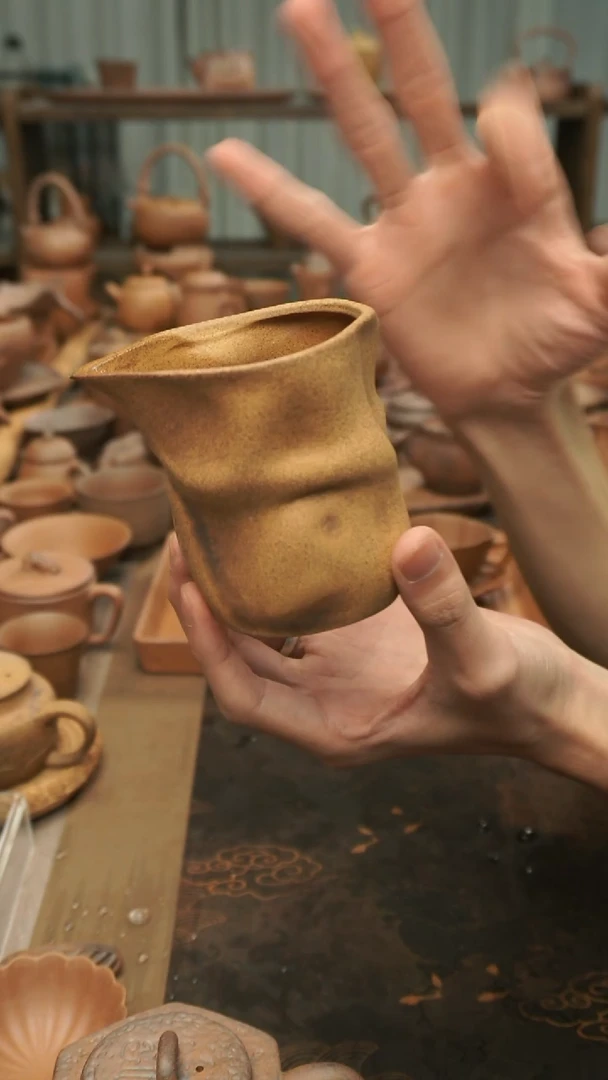 老岩泥原矿料  手捏异形公道杯225ml