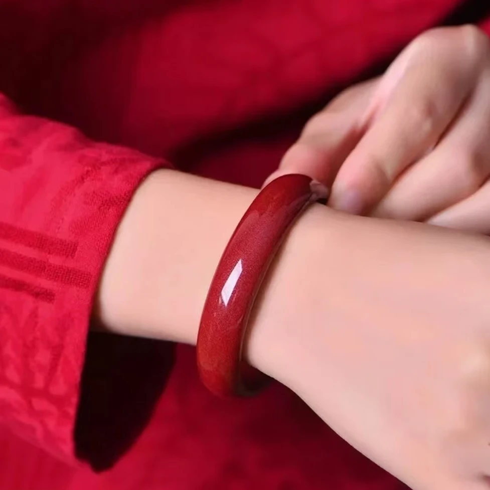 含辰砂工艺品千禧甄选   含辰砂工艺品 宽版朱砂手镯