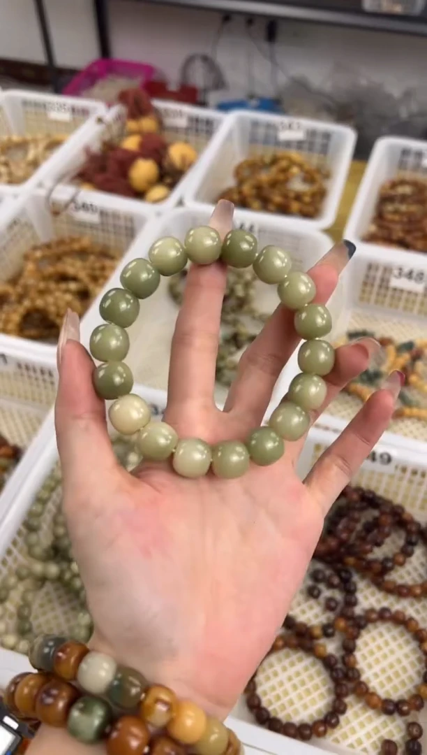手串菩提根/象牙果卡13绿飘花桶珠手串345