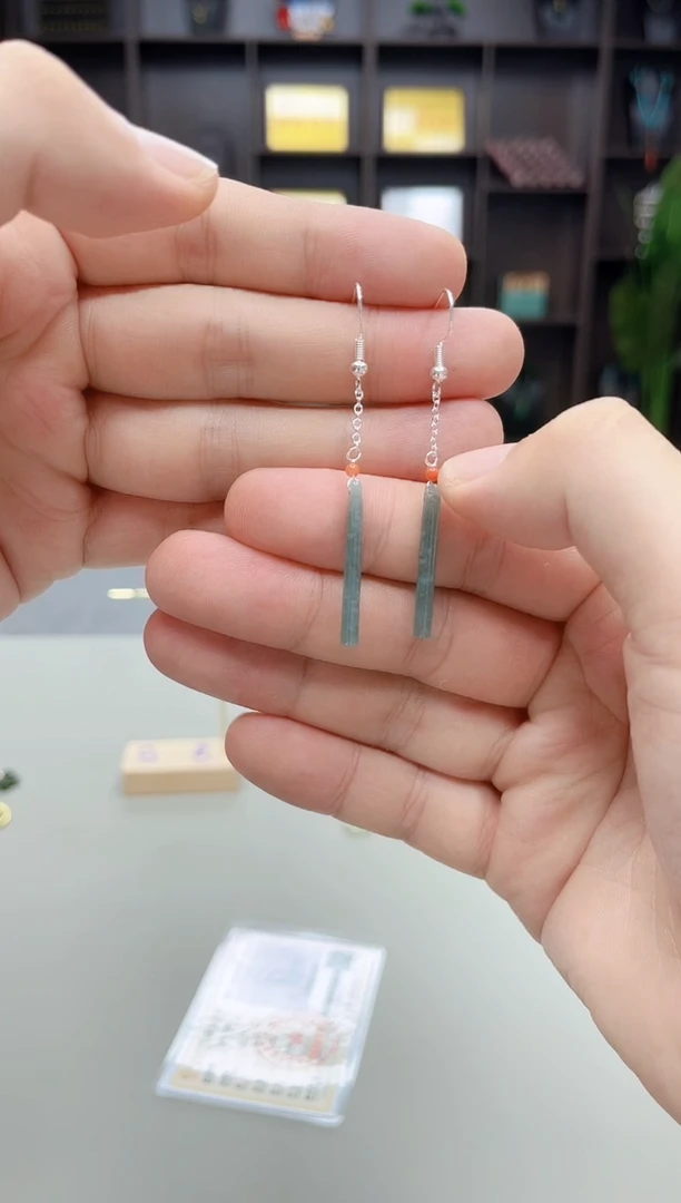 银S925镶嵌翡翠耳饰新6