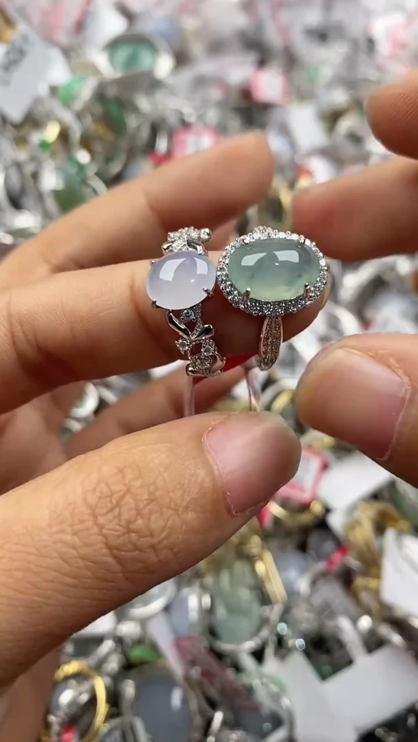 银S925镶嵌戒指翡翠444             9