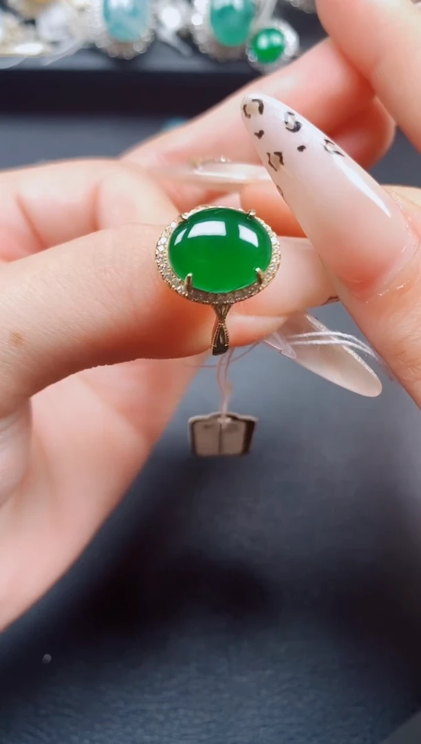 银S925镶嵌戒指翡翠翡翠