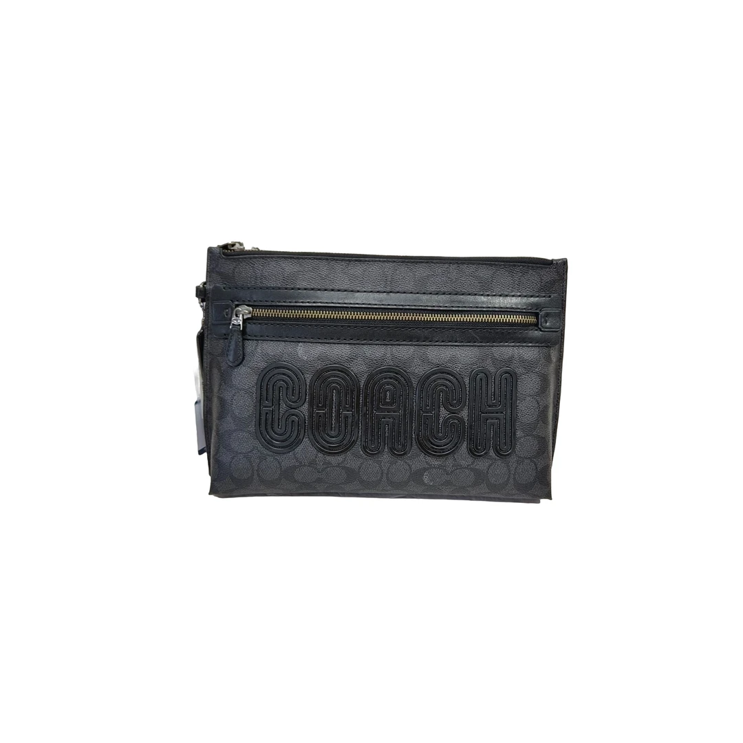 99新 COACH/蔻驰 97新 时尚男士轻奢黑色经典C花印花 手拿包/0861