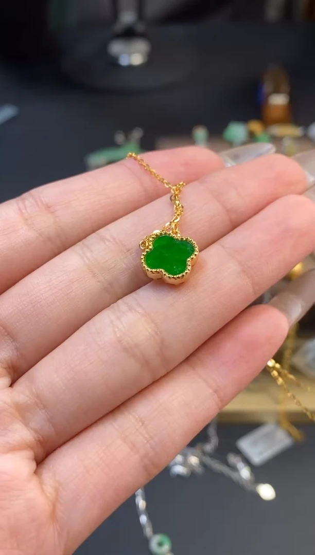 颈饰银S925镶嵌翡翠净货12625