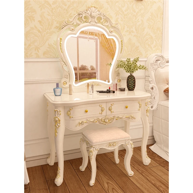 欧式梳妆台卧室化妆桌网红ins多功能公主梳妆桌收纳柜一体小户型