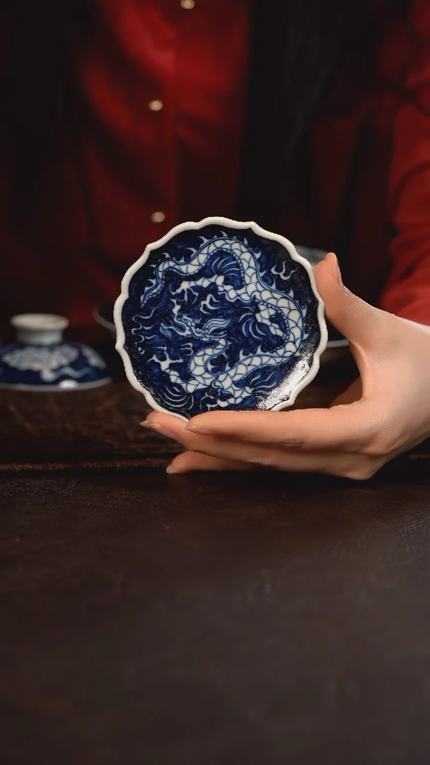 【闪购商品】杯君心福利赏君蓝地龙纹杯垫