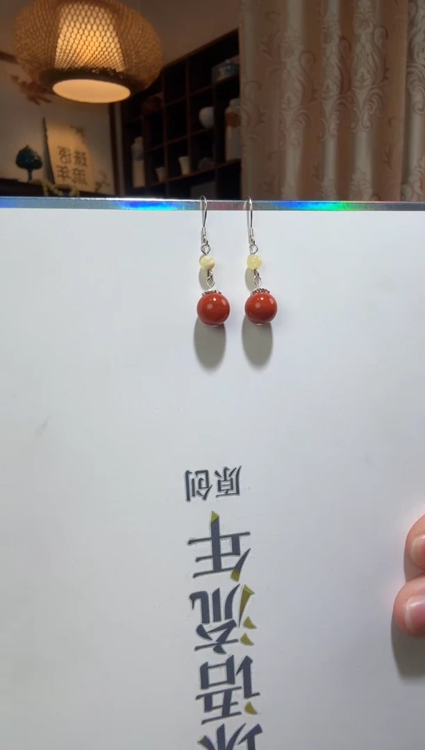 银S925镶嵌耳坠南红玛瑙耳坠