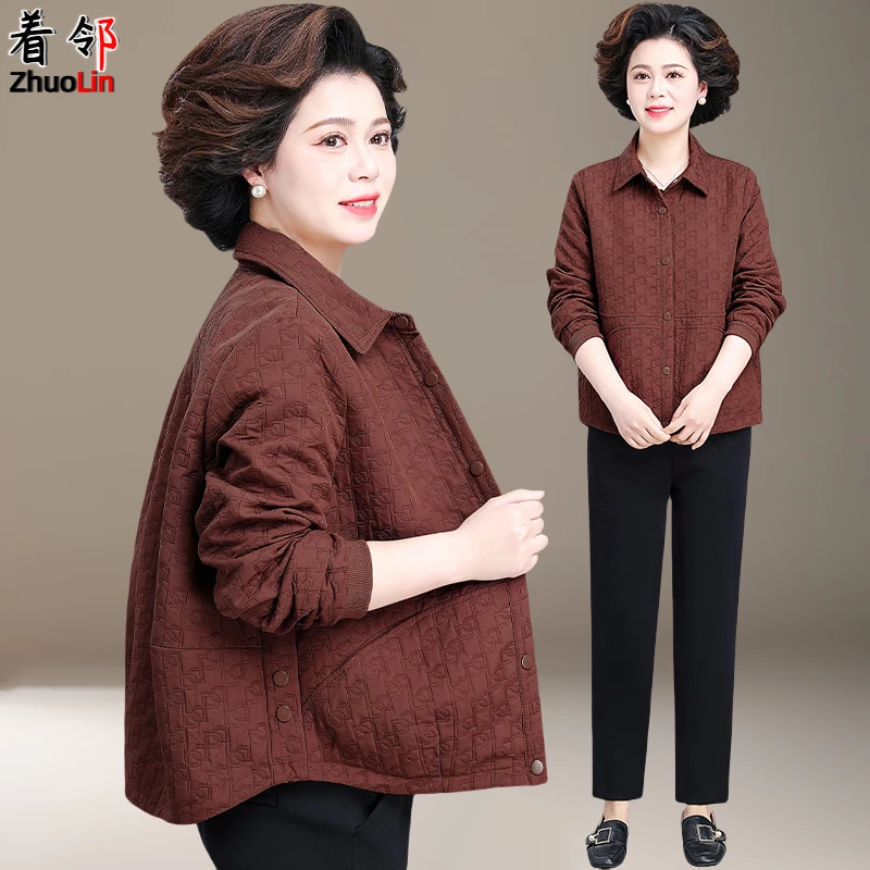50岁60妈妈秋装外套短款洋气中老年女装秋冬季新款风衣小个子上衣