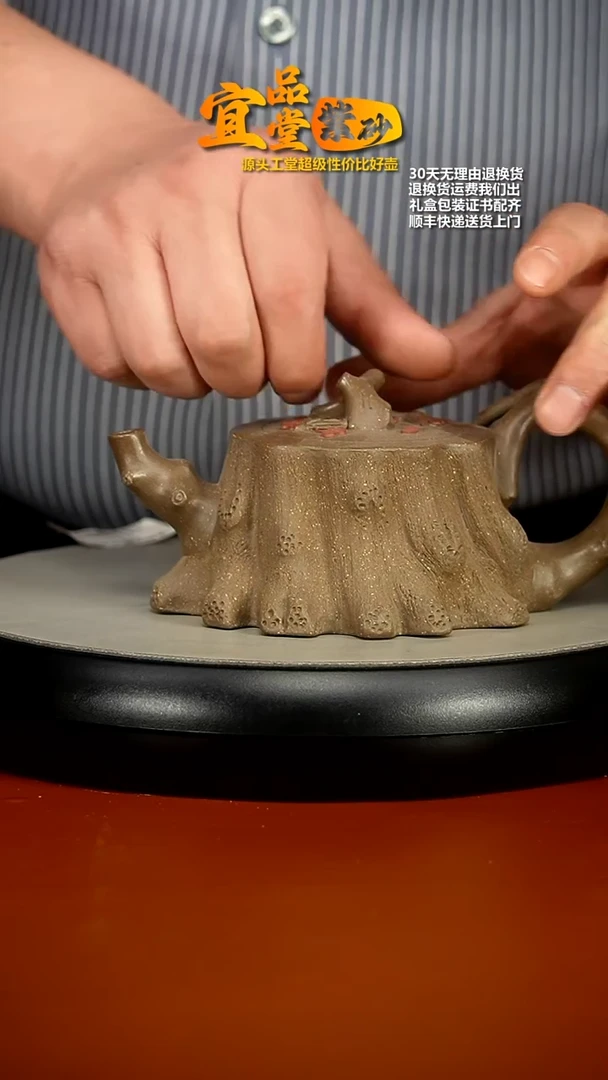 【闪购商品】紫砂茶壶蒋静明蟹壳青梅花树桩250cc