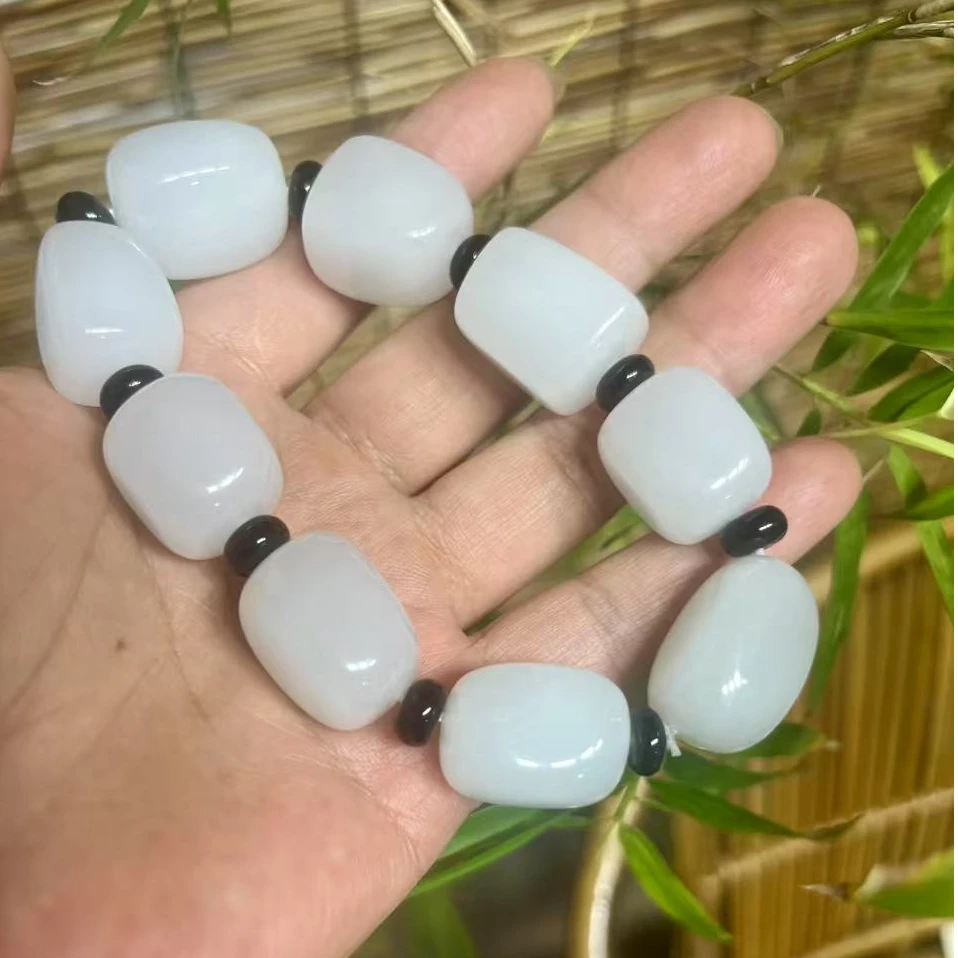 随形新疆金丝玉手串K15-18白色（赠送配珠，针，线，精美礼盒）