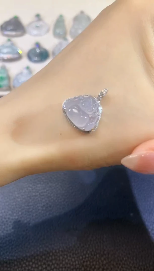 翡翠18K金镶嵌吊坠(不含链)A7   紫货有一定色差