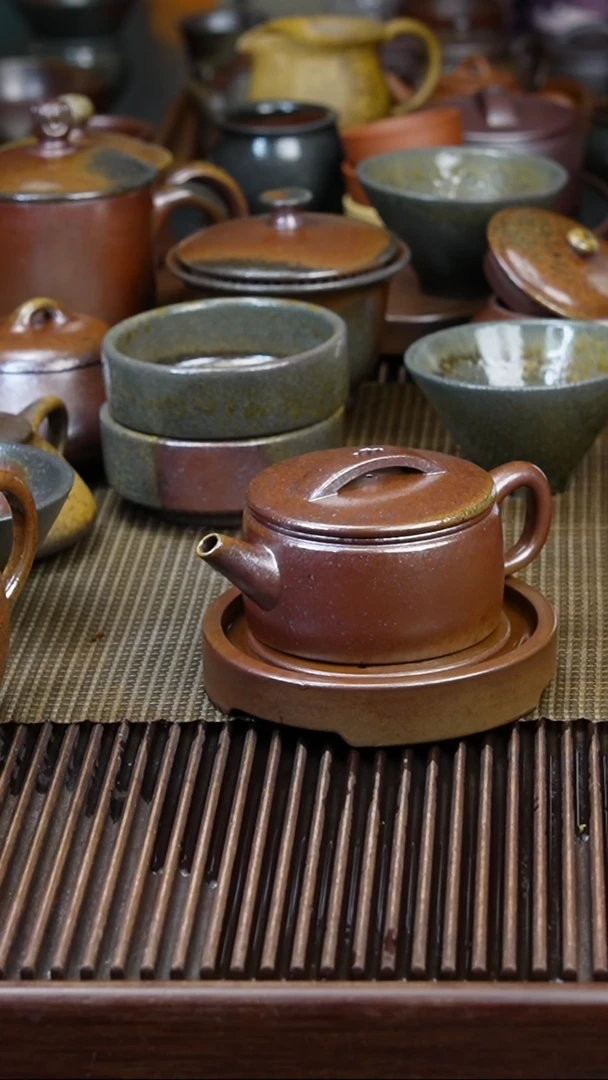 茶壶紫砂红*柴烧 高瓢
