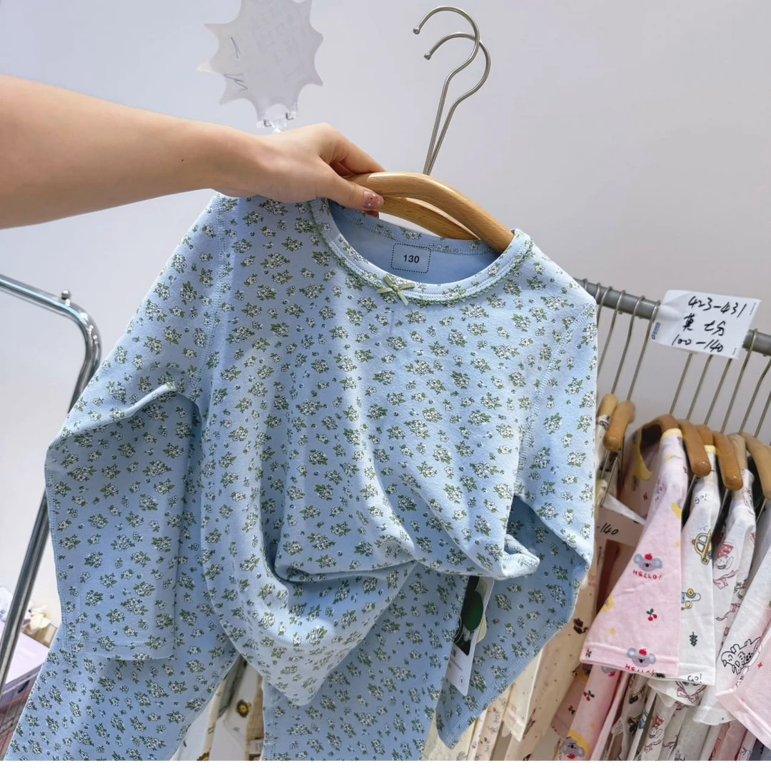 469秋冬款高端专场蓝色碎花秋衣套（小胖家居夏末青仓专场）