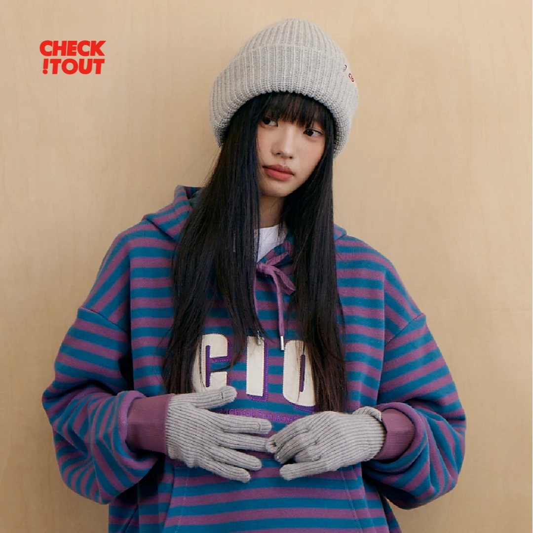 CHECKITOUT青黛2024重磅新品休闲日系条纹连帽卫衣长袖秋冬原创