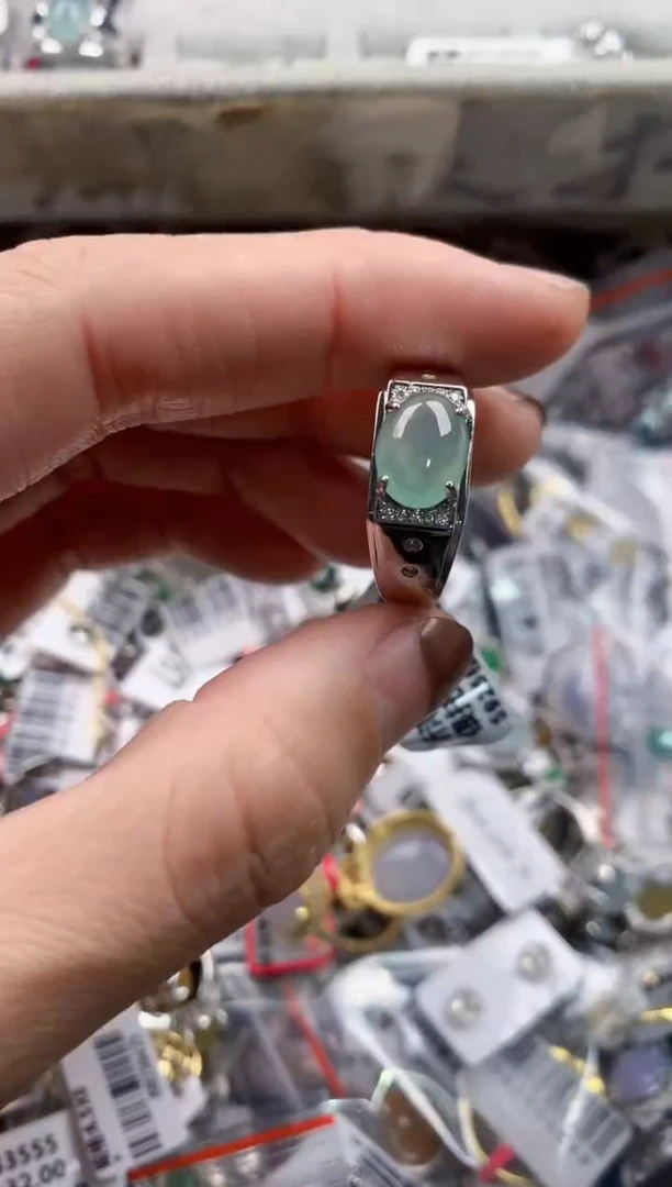 银S925镶嵌戒指翡翠999  1