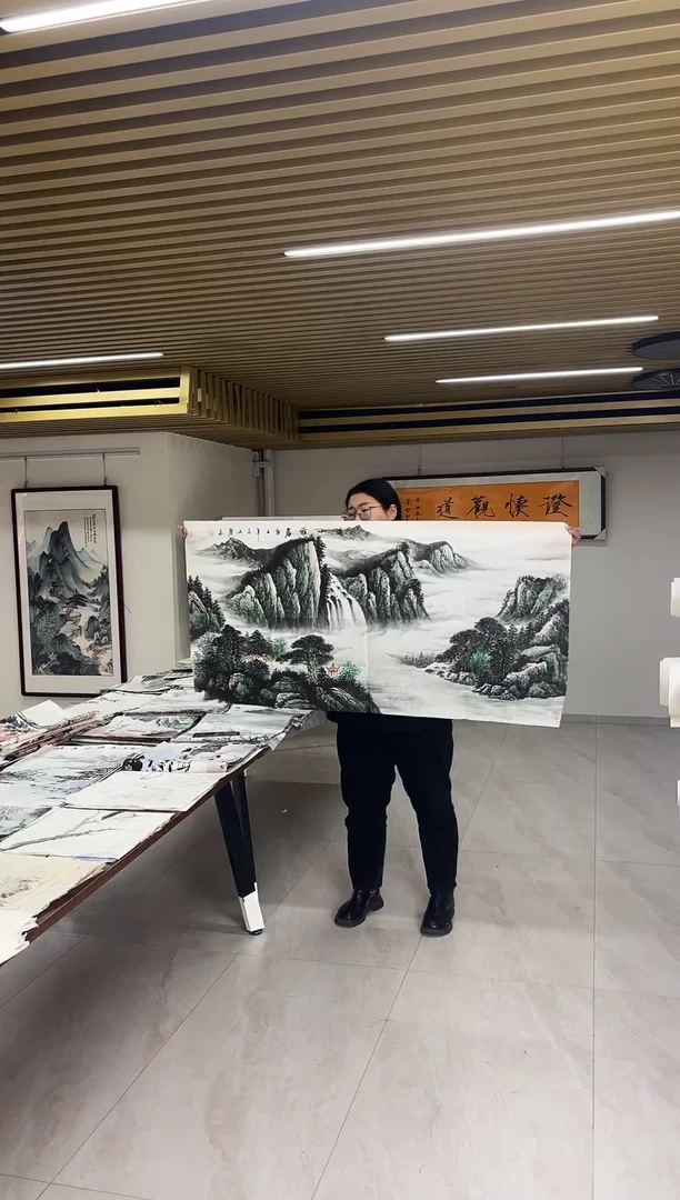 国画丹青专属福利-四尺整张溪山雅聚带证书