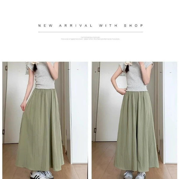 春夏阔腿裤高腰森系显瘦山本九分裙遛弯小众日系简约小个子裙裤女