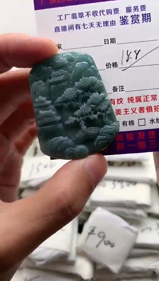 翡翠未镶嵌颈饰山水牌【品质一般介意慎拍】