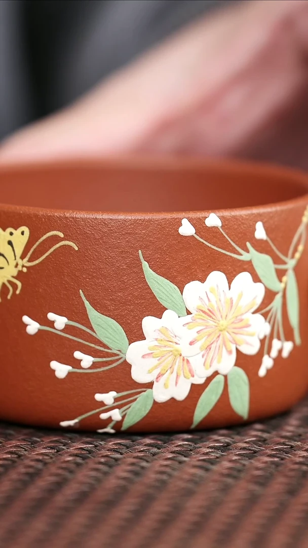 茶壶紫砂红降坡金樱花杯