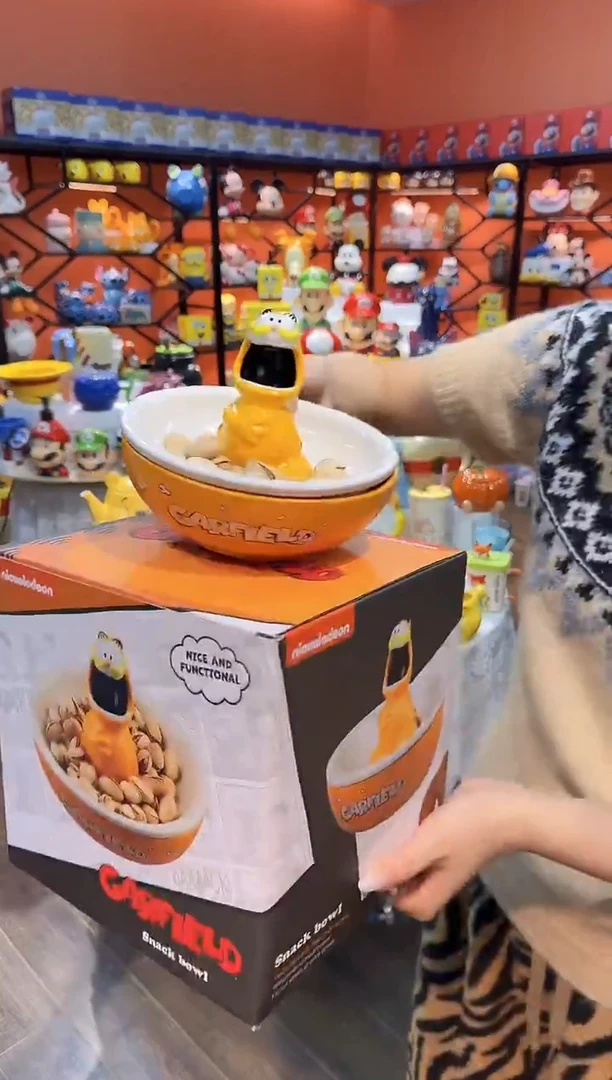 瓷片@@加菲猫陶瓷瓜子盘