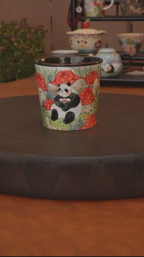 紫霞系列 蘑菇紫砂小猪口杯