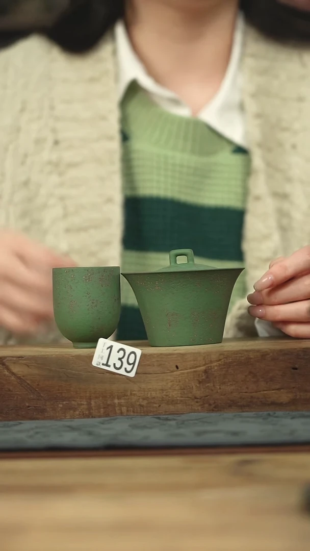 设计师手作！！苔藓绿系列！！盖碗+杯