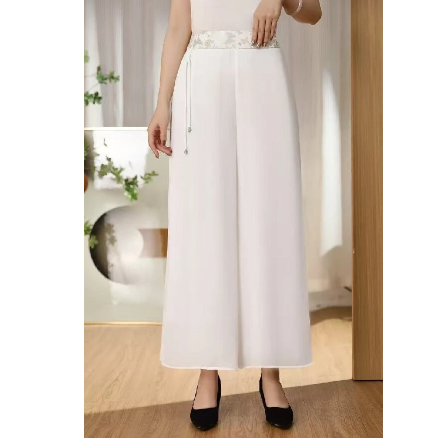 【庄生梦蝶-乔其纱阔腿裤】中国风乔其纱阔腿裤WJ361