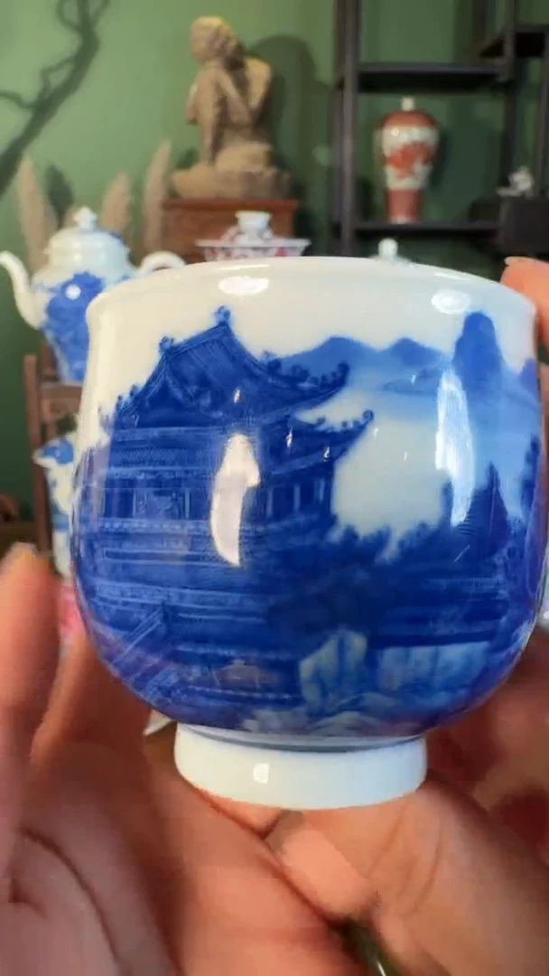 杯子陶景德镇手工手绘柴窑茶具U231