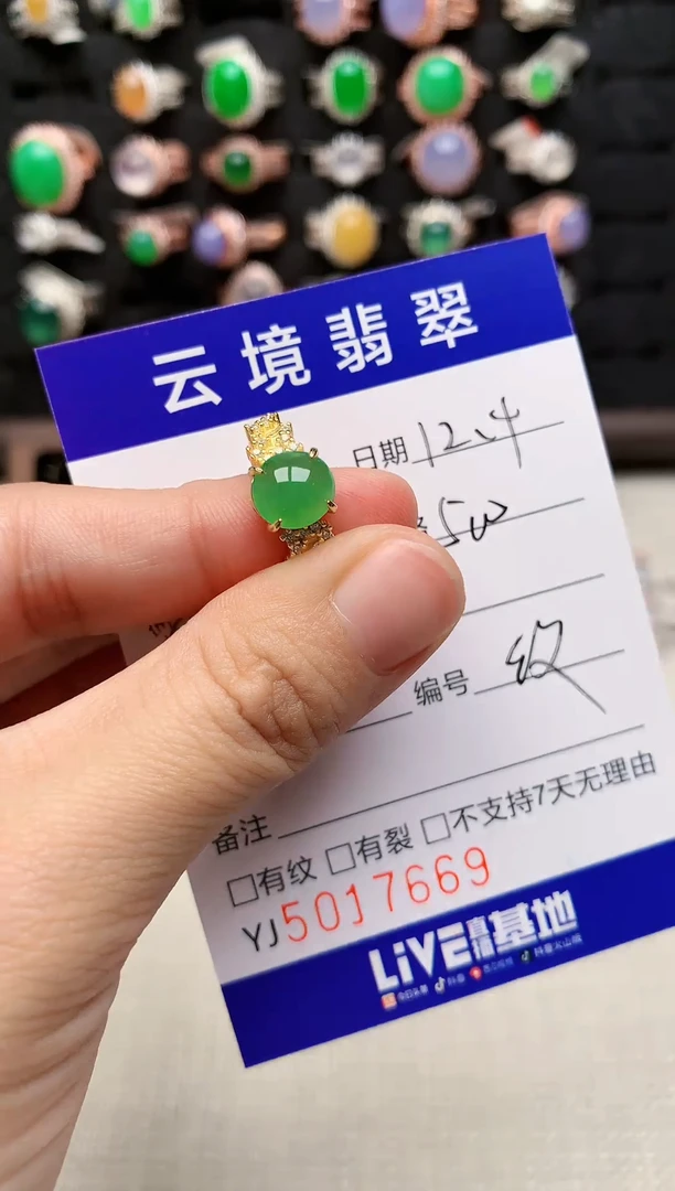 银S925镶嵌戒指翡翠7669