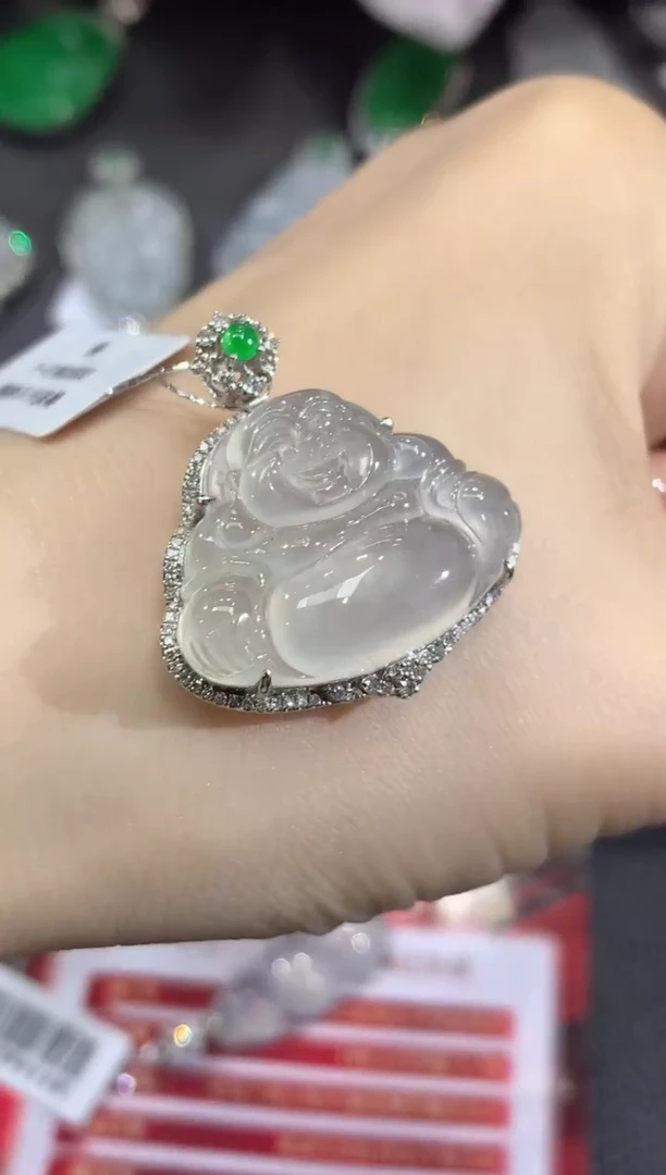 吊坠(不含链)18K金镶嵌翡翠A69