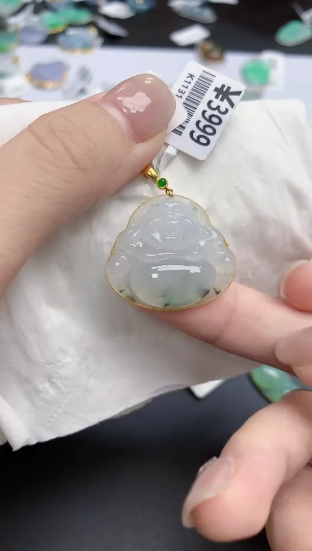 【闪购商品】翡翠颈饰18K金镶嵌天然缅甸翡翠A货