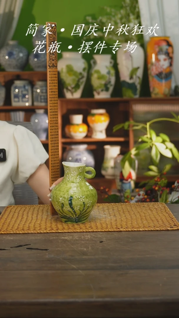 瓷片景德镇纯手工手绘花器摆件