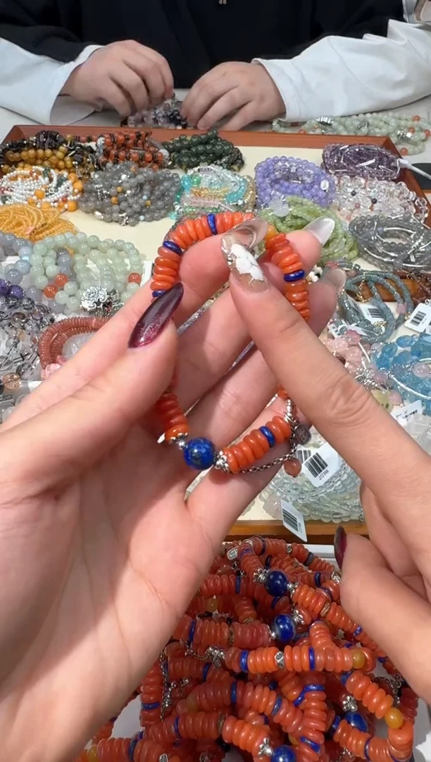 【闪购商品】南红玛瑙手链未镶嵌C014南红盘珠青金设计款