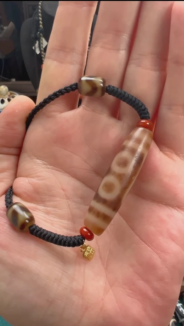 玛瑙/玉髓颈饰未镶嵌小卢全手工朱砂料玛瑙天珠