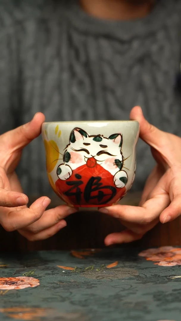 杯釉下彩手工手绘同款陶器
