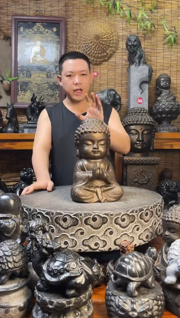 石材32宝宝佛天然青石雕刻
