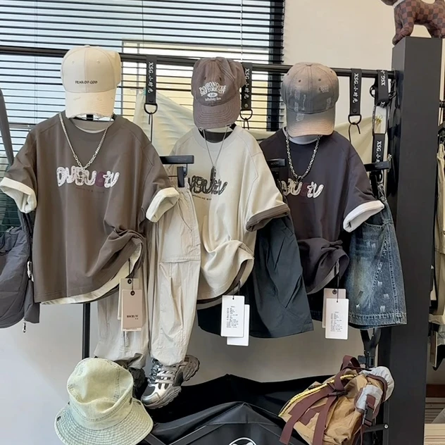 儿童男童圆领套头中大童韩版宽松短袖T恤D8印花休闲百搭时尚纯棉