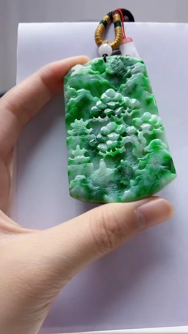 未镶嵌定制翡翠4852zm-毛货挂件山水20