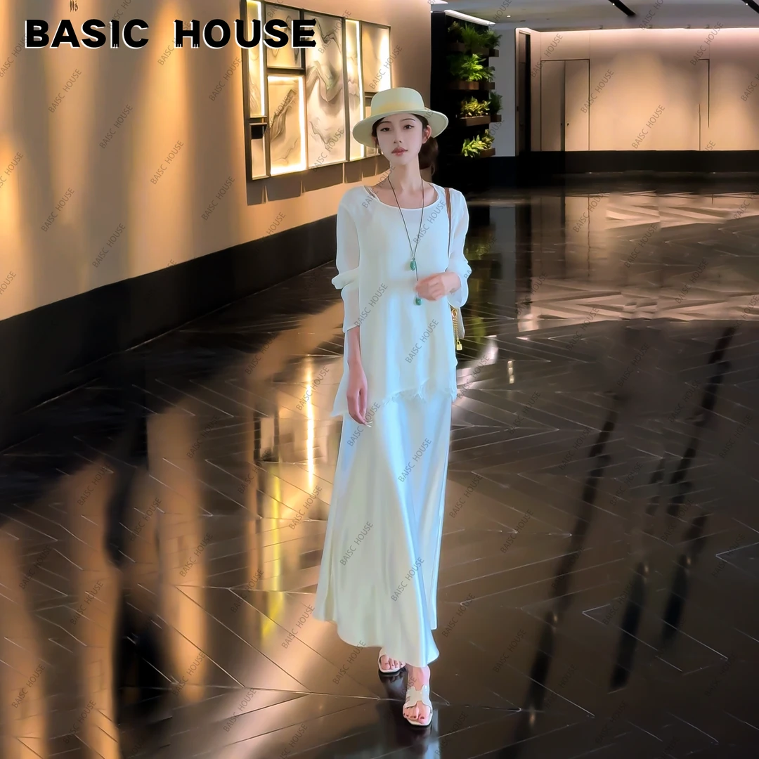 Basic House/百家好【云间杏语】25年夏季新时尚气质遮肉显瘦两件套