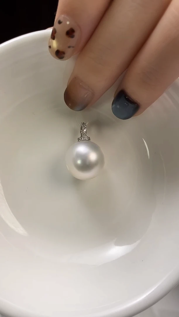 吊坠(不含链)18K金镶嵌海水珍珠14-15澳白珍珠吊坠